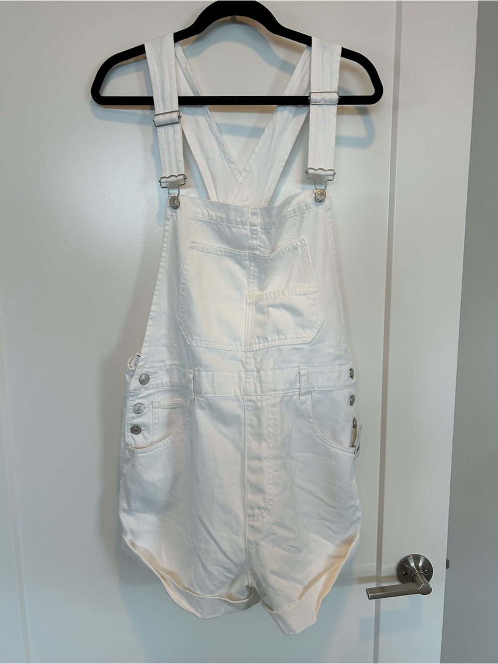 Free People Ziggy White Shortalls Women's Overalls Shorts